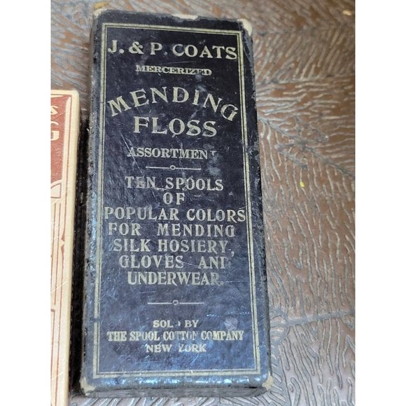 Lot VTG J & P Coats Mending Floss  Box Thread Spools Silk Hosiery Darning Cotton - Picture 10 of 10